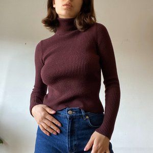 Zara Knit Burgundy Turtle Neck